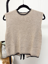 Load image into Gallery viewer, Cream Back Tie Sweater Vest
