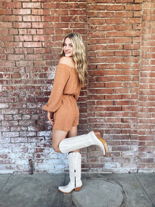 Waffle Knit Romper - Terracotta