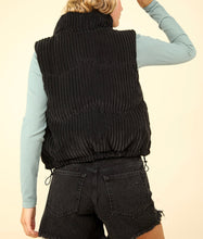 Load image into Gallery viewer, Corduroy Black Puffer Vest