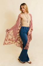 Load image into Gallery viewer, Rose Lace Duster Kimono