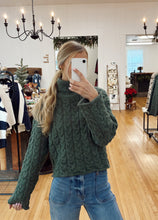 Load image into Gallery viewer, Turtle Neck Cable Sweater - Olive