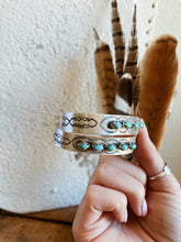 Load image into Gallery viewer, Stamped Turquoise Cuff Bracelet