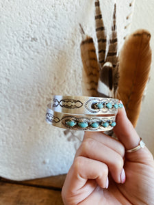 Stamped Turquoise Cuff Bracelet