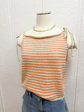 Load image into Gallery viewer, Coral Striped Tie Strap Top