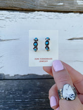 Load image into Gallery viewer, Turquoise Hoop Earrings - Native Made