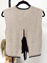 Load image into Gallery viewer, Cream Back Tie Sweater Vest