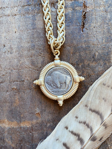 Handmade Buffalo Nickel Necklace - Gold