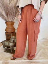 Load image into Gallery viewer, Terracotta Linen Cargo Pants