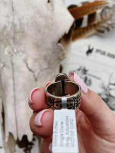 White Buffalo Stamped Cigar Band Ring - Native Made
