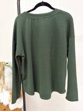 Load image into Gallery viewer, Hunter Green Henley Long Sleeve
