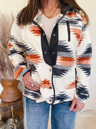 Aztec Snap Button Fleece Jacket