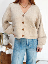 Load image into Gallery viewer, Cream - V-Neck Wood Button Sweater