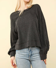 Load image into Gallery viewer, Charcoal Ribbed Long Sleeve