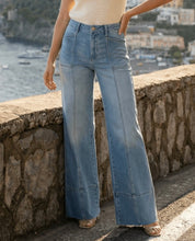 Load image into Gallery viewer, Light Wash Paneled Palazzo Jeans