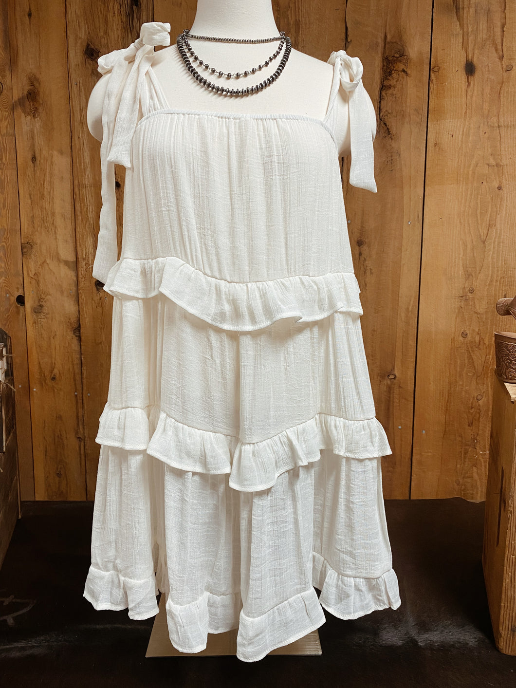 Cream Tiered Dress