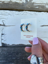 Load image into Gallery viewer, Turquoise Hoop Earrings - Native Made