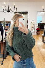 Load image into Gallery viewer, Turtle Neck Cable Sweater - Olive