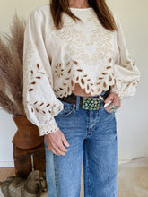 Load image into Gallery viewer, Cream Linen Eyelet Blouse