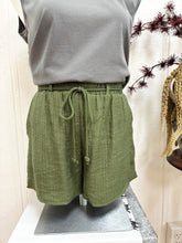 Load image into Gallery viewer, Drawstring Olive Shorts