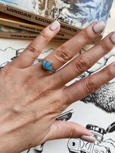 Load image into Gallery viewer, Half Floral Turquoise Ring - Native Made TC