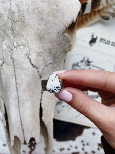 White Buffalo Stamped Cigar Band Ring - Native Made