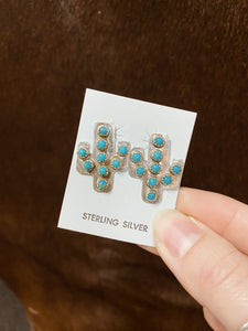 Turquoise Stone Cactus Earrings TC