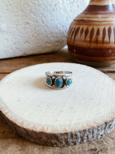 Three Stone Turquoise Ring ~ Size 10 TC