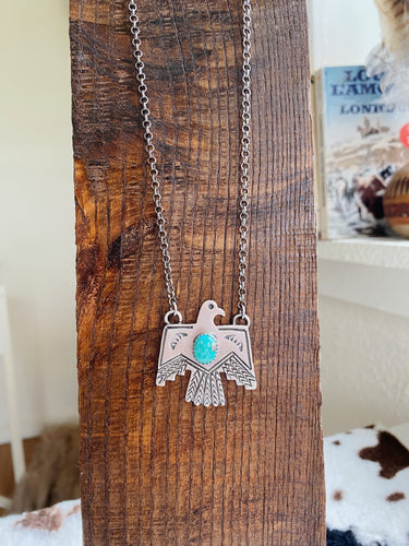 Turquoise Thunderbird Native Made Necklace