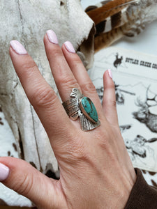 Sterling + Turquoise Thunderbird Ring - Native Handmade