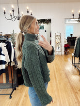 Load image into Gallery viewer, Turtle Neck Cable Sweater - Olive