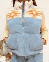 Load image into Gallery viewer, Blue Aztec Corduroy Vest