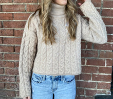 Load image into Gallery viewer, Turtle Neck Cable Knit Sweater