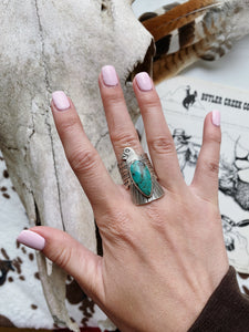 Sterling + Turquoise Thunderbird Ring - Native Handmade