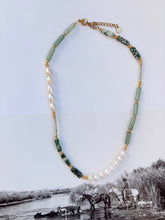 Load image into Gallery viewer, USA Handmade Jade + Freshwater Pearl Necklace