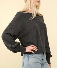 Load image into Gallery viewer, Charcoal Ribbed Long Sleeve