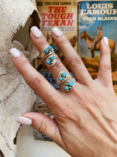 Load image into Gallery viewer, Native Made Adjustable Twist Turquoise Ring TC