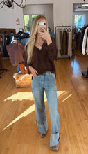 Load image into Gallery viewer, V-Neck Chocolate Sweater
