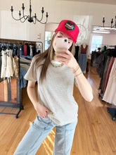 Load image into Gallery viewer, Textured Striped Raglan Tee