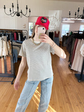 Load image into Gallery viewer, Textured Striped Raglan Tee