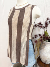 Load image into Gallery viewer, Striped Crochet Cutout Top