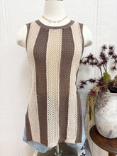 Load image into Gallery viewer, Striped Crochet Cutout Top