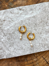 Load image into Gallery viewer, Pearl Huggie Hoops