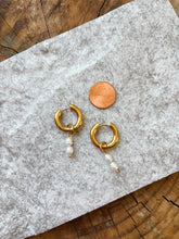Load image into Gallery viewer, Pearl Huggie Hoops