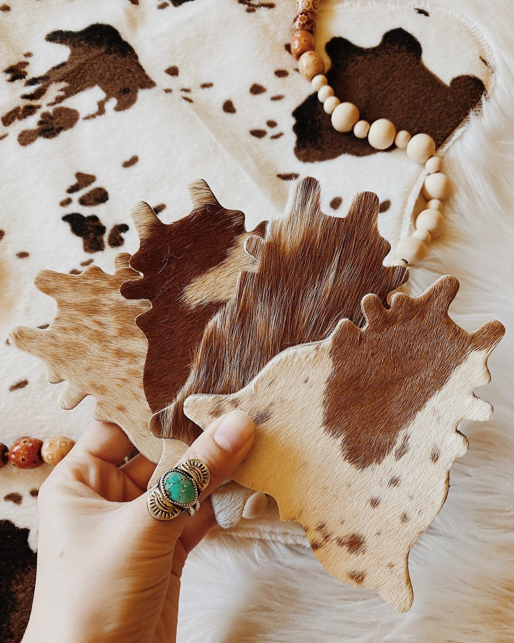 Cowhide Coasters - Brown