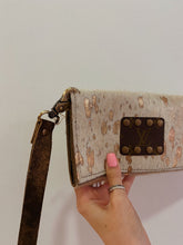 Load image into Gallery viewer, Upcycled LV + Cowhide Wristlet Wallet