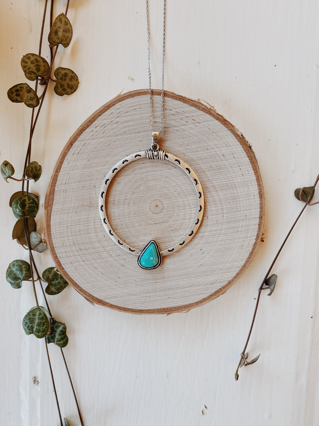 Round Turquoise Necklace- Sterling