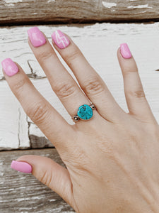 Round Turquoise Ring - Size 7.5 TC