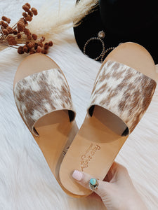 Spotted Cowhide Slides