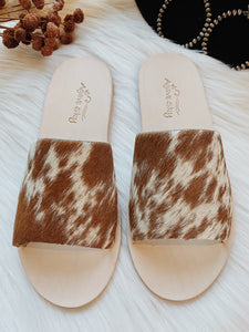 Spotted Cowhide Slides