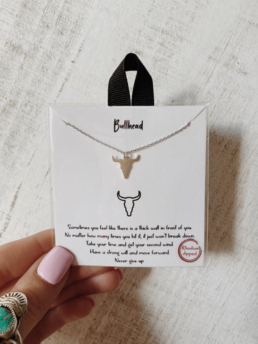 Silver Bullhead Message Necklace
